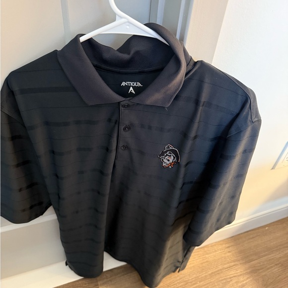 Antigua Charcoal Polo with Embroidered Logo - Picture 1 of 2